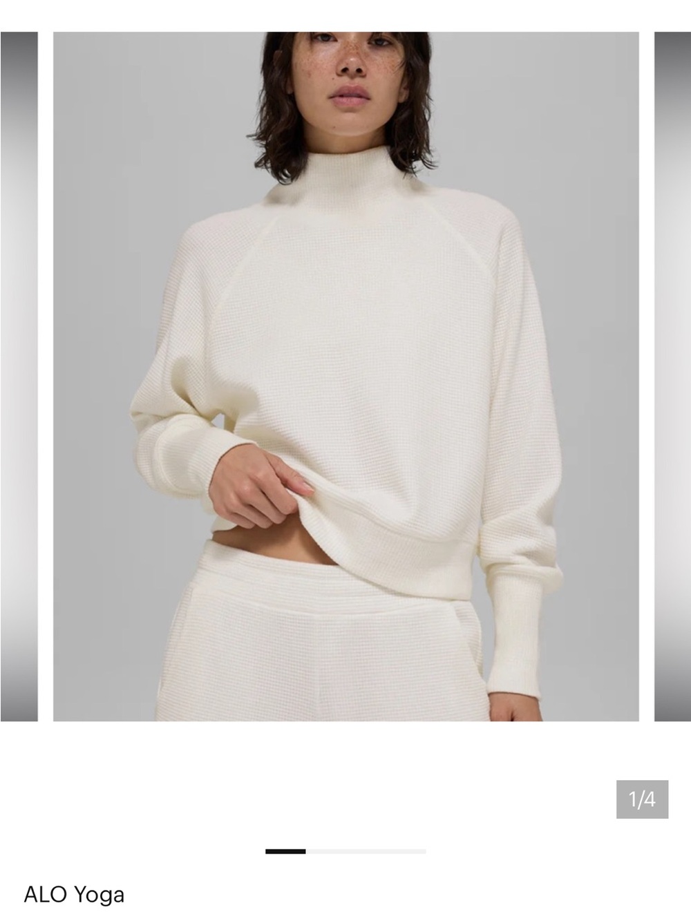 ALO Yoga Cream Waffle Knit Turtleneck Sweater